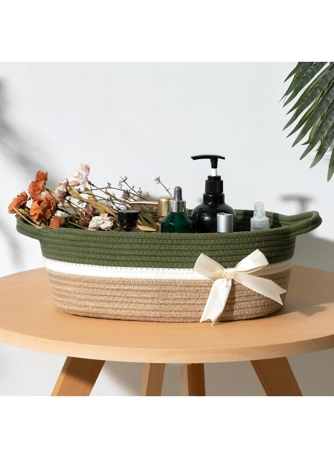 CHICVITA CHICVITA Small Storage Basket for Gifts Empty, Cute Decorative Basket for Living Room, Baby Gift Basket for Nursery, Rope Basket for Home Decor, 13 x 9.8 x 4.9 inches  - Image 2
