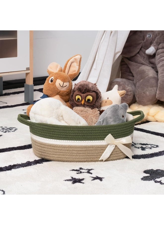 CHICVITA CHICVITA Small Storage Basket for Gifts Empty, Cute Decorative Basket for Living Room, Baby Gift Basket for Nursery, Rope Basket for Home Decor, 13 x 9.8 x 4.9 inches  - Image 4