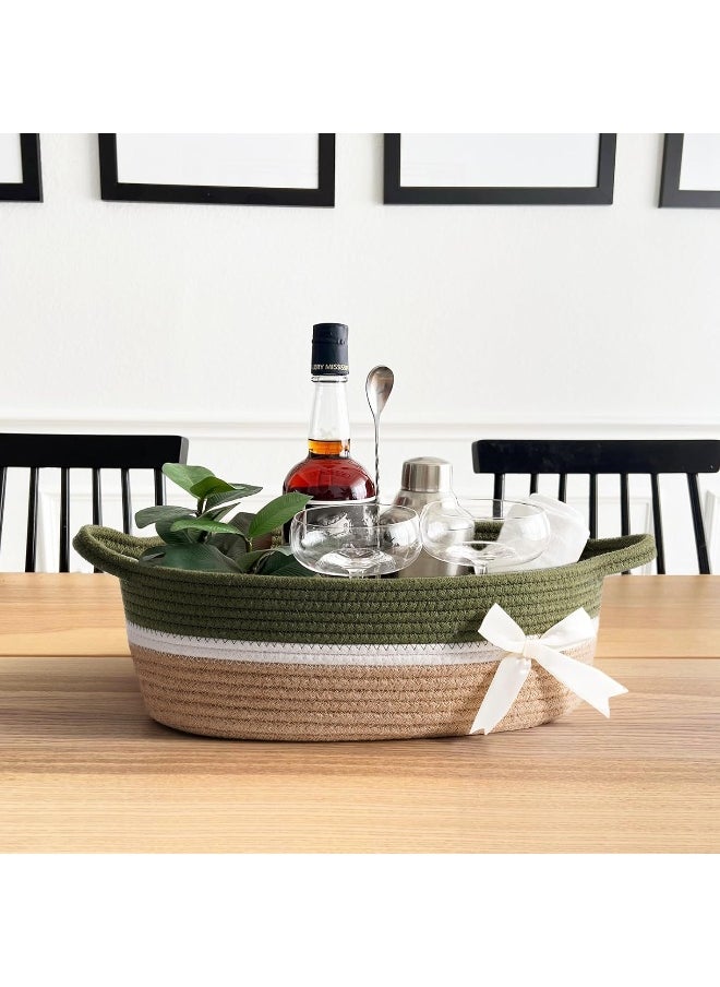 CHICVITA CHICVITA Small Storage Basket for Gifts Empty, Cute Decorative Basket for Living Room, Baby Gift Basket for Nursery, Rope Basket for Home Decor, 13 x 9.8 x 4.9 inches  - Image 3