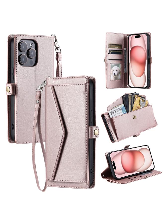 اس-توب حافظة لهاتف iPhone 14 Pro محفظة جلدية بفتحات متعددة للبطاقات مع حبل - Image 1