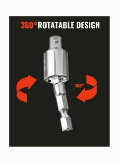 Y&D Power Drill Sockets Adapter, Impact Driver Rotatable Hex Shank Socket to Adapter 1/4" 3/8" 1/2" 3-Piece  - Image 2