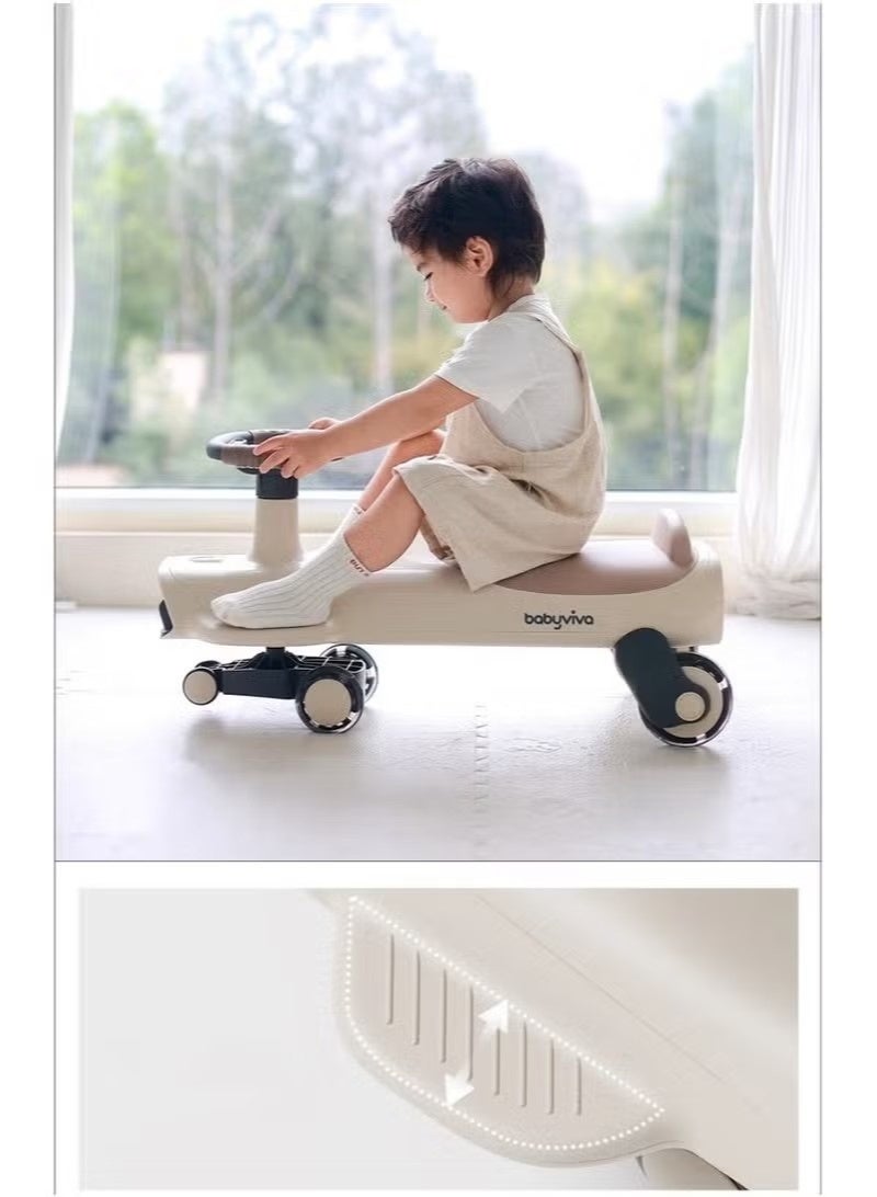 فول جوي سيارة ركوب متأرجحة للأطفال، سيارة للأطفال مع عجلات بإضاءة ليد من البولي يوريثين وموسيقى، سيارة دفع سحرية للقيادة للأطفال الأولاد والبنات من عمر 3 إلى 8 سنوات - Image 3