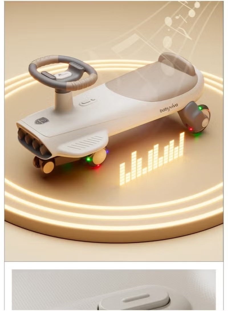 فول جوي سيارة ركوب متأرجحة للأطفال، سيارة للأطفال مع عجلات بإضاءة ليد من البولي يوريثين وموسيقى، سيارة دفع سحرية للقيادة للأطفال الأولاد والبنات من عمر 3 إلى 8 سنوات - Image 2