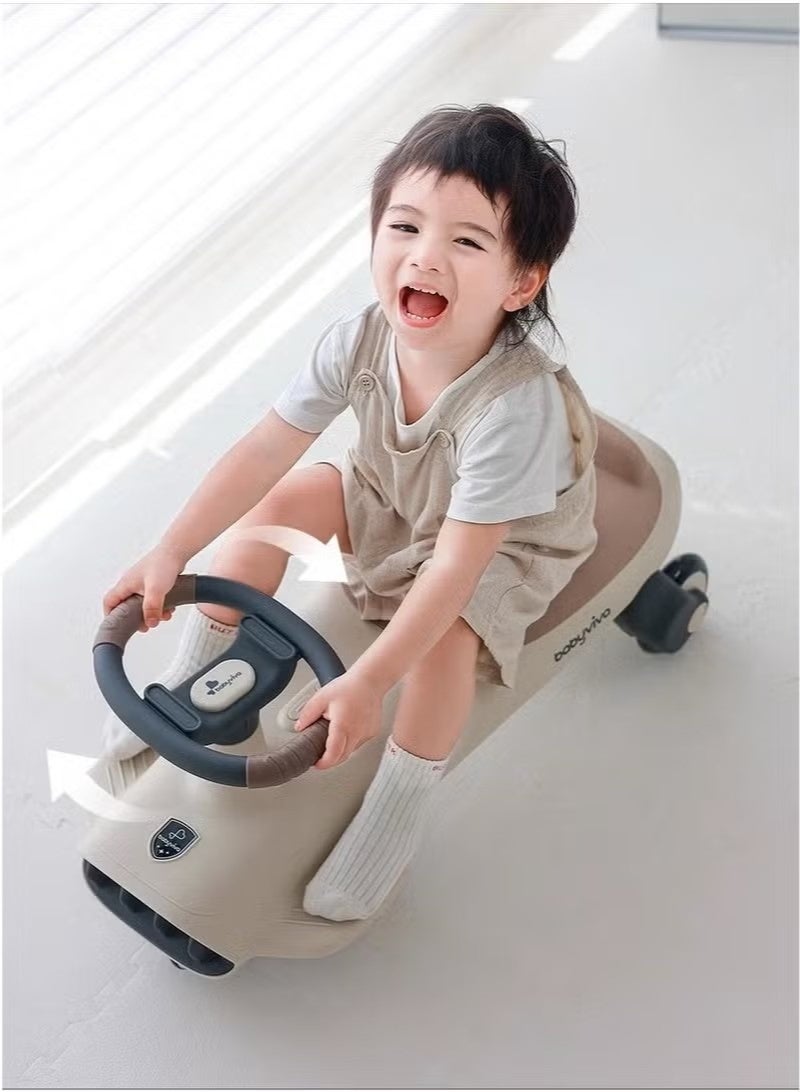 فول جوي سيارة ركوب متأرجحة للأطفال، سيارة للأطفال مع عجلات بإضاءة ليد من البولي يوريثين وموسيقى، سيارة دفع سحرية للقيادة للأطفال الأولاد والبنات من عمر 3 إلى 8 سنوات - Image 1