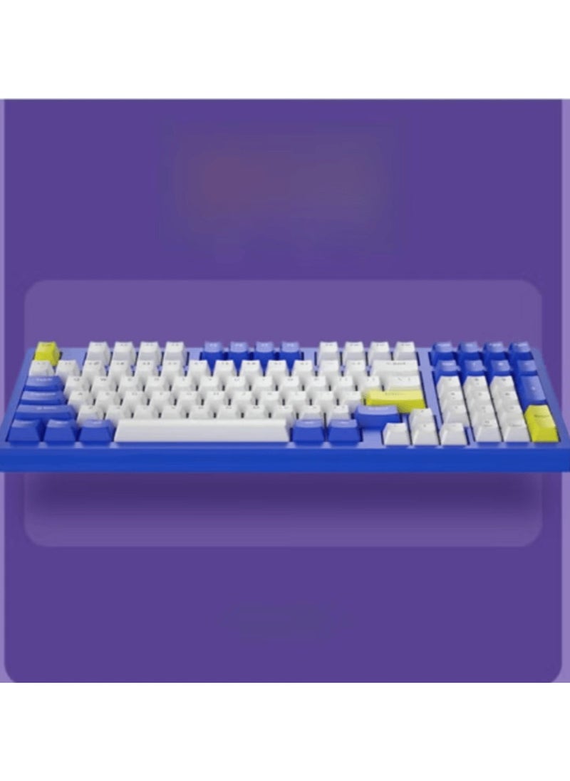 فوريف - لوحة مفاتيح الألعاب-98 ٪ مضغوط USB / USB Type-C لوحة المفاتيح الميكانيكية السلكية-RGB Backlighted-98 ENG KEYS PBT KEYCAPS-Blue Switches-لـ MAC / WIN | الأزرق ، الأبيض - Image 1