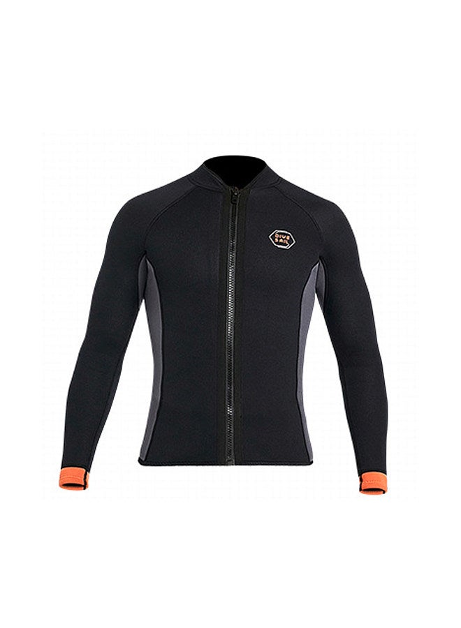 Generic Men 3mm Neoprene Long Sleeve Wetsuit Top Warm Front Zipper Wetsuits Shirts for Surfing Swimming Snorkeling Kayaking  - Image 1