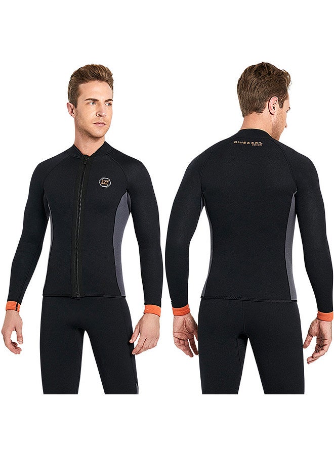 Generic Men 3mm Neoprene Long Sleeve Wetsuit Top Warm Front Zipper Wetsuits Shirts for Surfing Swimming Snorkeling Kayaking  - Image 2