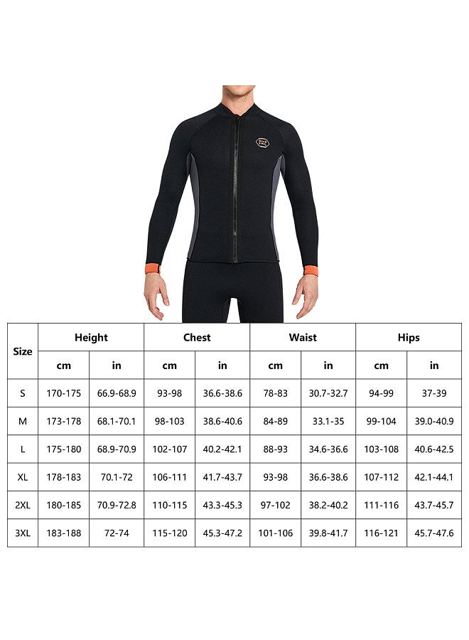 Generic Men 3mm Neoprene Long Sleeve Wetsuit Top Warm Front Zipper Wetsuits Shirts for Surfing Swimming Snorkeling Kayaking  - Image 4