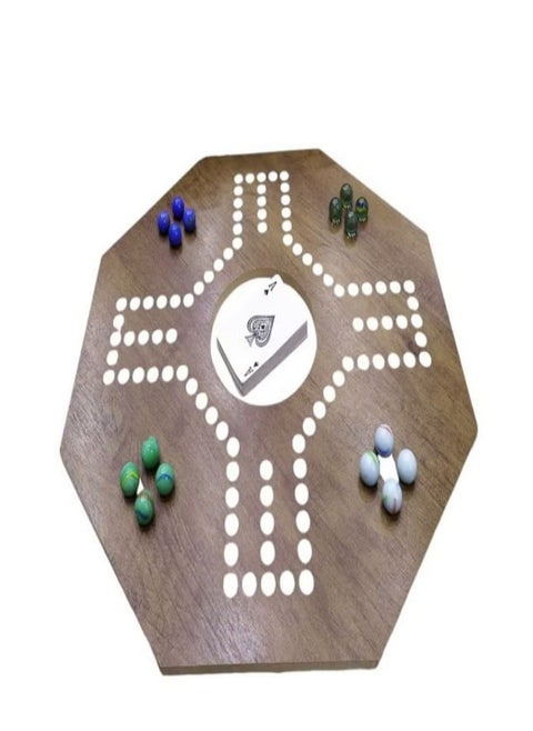 Jackaroo Board Game - Wooden Board - A Premium, Competitive, and Fun Game for 2-4 Players, with Playing Cards for All Games.