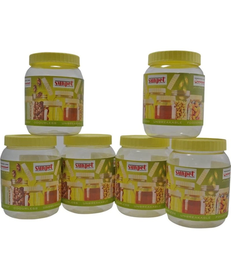 Sunpet Polyurethane Containers Set - 1000 ml, 12 Pcs, Clear, Yellow - Image 1