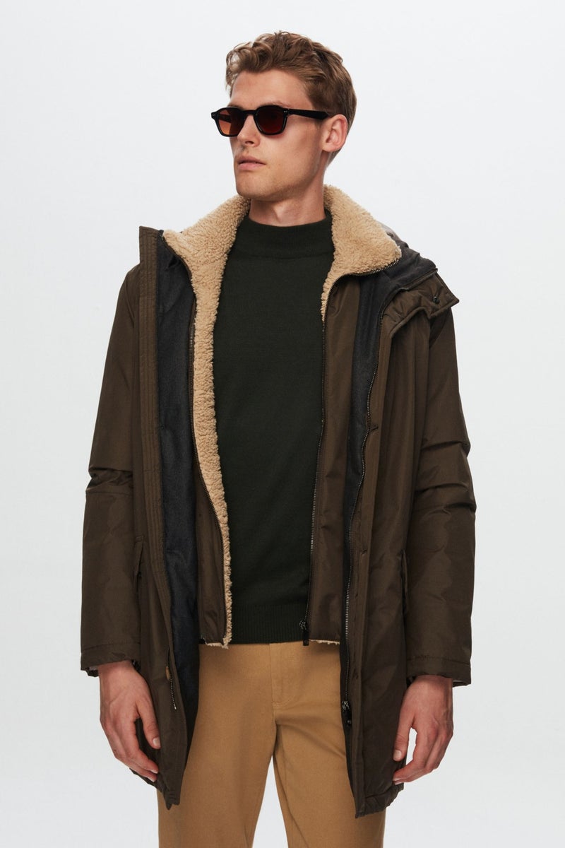 D'S DAMAT Regular Fit Khaki Coat 1HC0712210139  - Image 2