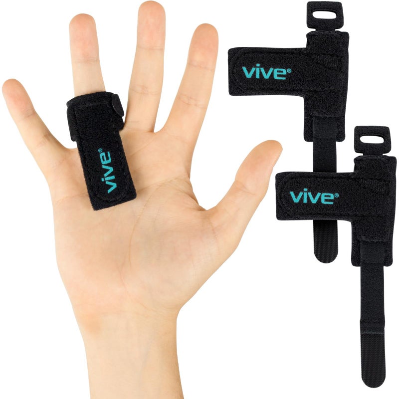 Vive Trigger Finger Splint Support Brace for Straightening Curved Bent Locked Stenosing Tenosynovitis Hands Tendon Release Pain Relief 2Pack Black HSAFSA Approved