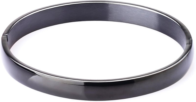 Milakoo Womens Bangle 8MM Stainless Steel Bracelet Oval Polished Finish Cuff Bangle 6.7" - Image 2