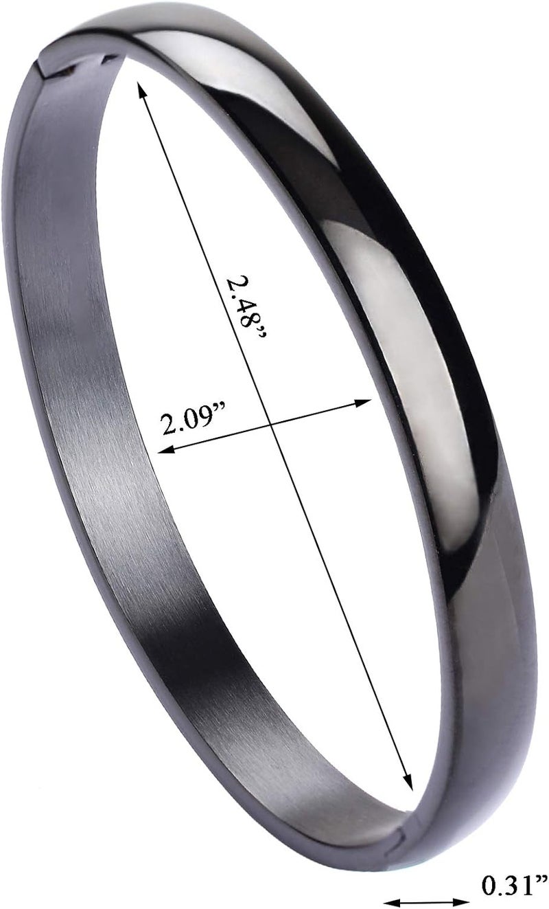Milakoo Womens Bangle 8MM Stainless Steel Bracelet Oval Polished Finish Cuff Bangle 6.7" - Image 5