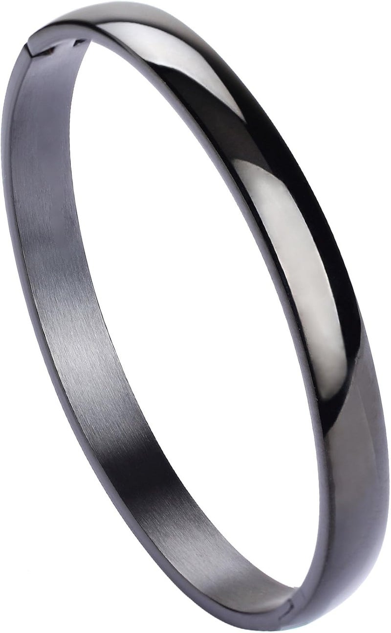 Milakoo Womens Bangle 8MM Stainless Steel Bracelet Oval Polished Finish Cuff Bangle 6.7" - Image 1