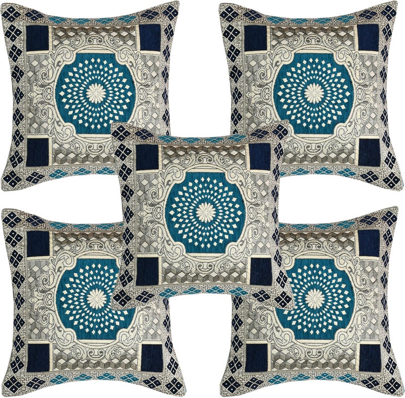 SAWNA HOMES Heavy 5 Seater Printed Sofa Cover Set 3,1,1 Seater with Diwan Bedsheet, 5 Cushion Covers, 2 Bolster Covers, Comfortable Furniture Protector for Home Décor (15 Pieces, Sky) - Image 5