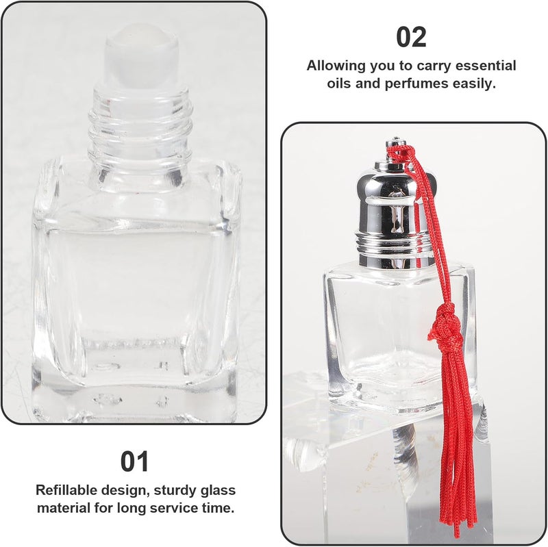 5 Pcs 7ml Glass Empty Perfume Roller Bottles with Tassels, Refillable Travel Essential Oil Roller Bottles for Aromatherapy and Fragrance, Small Portable Perfume Containers Random - Image 3