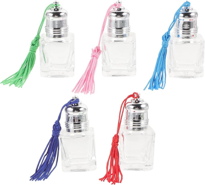 5 Pcs 7ml Glass Empty Perfume Roller Bottles with Tassels, Refillable Travel Essential Oil Roller Bottles for Aromatherapy and Fragrance, Small Portable Perfume Containers Random - Image 1
