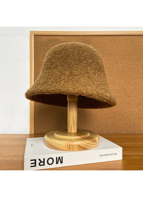 Woolen Fisherman Hat Solid Color Warm Winter E-577 khaki color