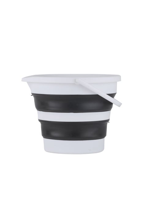 Epsilon 10 L Folding bucket with Handle- EPSFB1619/ Multi-Purpose Utility Buckets, Foldable Design/ Light-Weight, Durable and Stylish Construction, Easy to Store and Carry/ Perfect for Car, Home, Garden, Picnic, Outdoor Use, etc./ Black and white