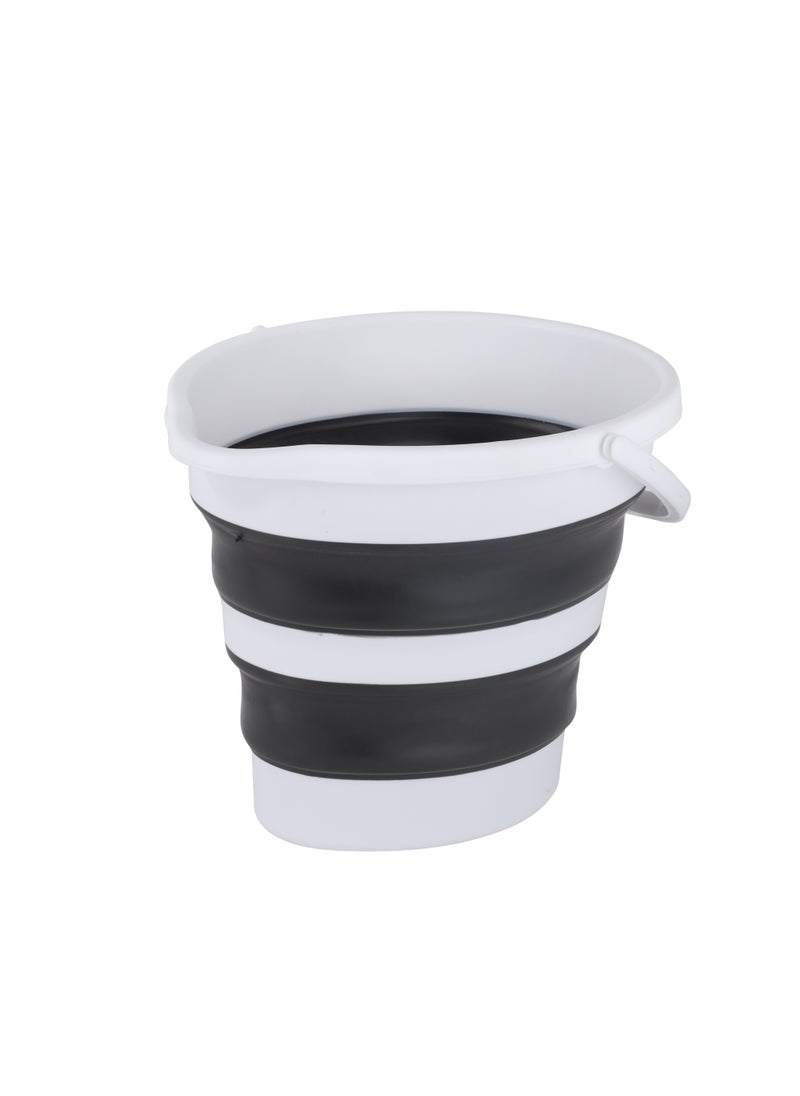 Epsilon - Epsilon 10 L Folding bucket with Handle- EPSFB1619/ Multi-Purpose Utility Buckets, Foldable Design/ Light-Weight, Durable and Stylish Construction, Easy to Store and Carry/ Perfect for Car, Home, Garden, Picnic, Outdoor Use, etc./ Black and white - Image 1