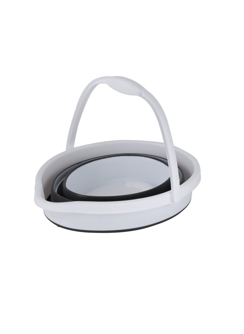 Epsilon - Epsilon 10 L Folding bucket with Handle- EPSFB1619/ Multi-Purpose Utility Buckets, Foldable Design/ Light-Weight, Durable and Stylish Construction, Easy to Store and Carry/ Perfect for Car, Home, Garden, Picnic, Outdoor Use, etc./ Black and white - Image 1