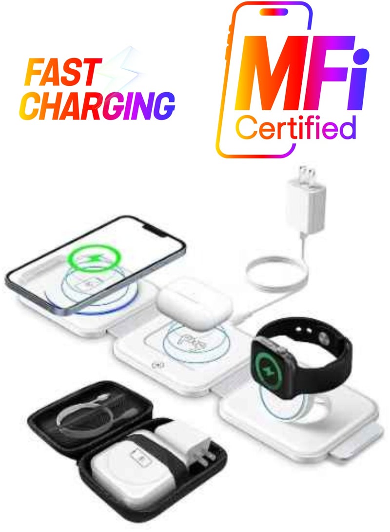 ELTRAZONE Charge Pro 3-In-1 Wireless Charger Certified For iPhone 15/14/13/12/11 Series, Earlier Models, Apple Watch  - Image 1