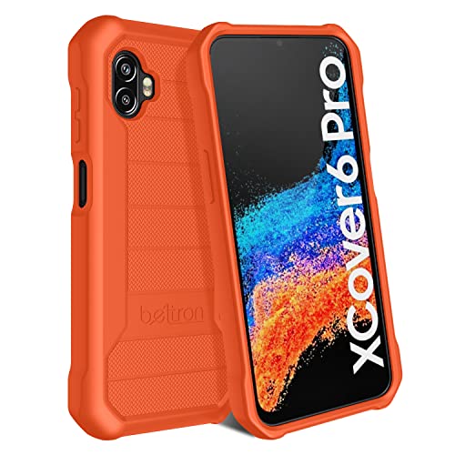 BELTRON حافظة BELTRON Galaxy XCover6 Pro 5G الثقيلة، حافظة درع بقوة صناعية مع تقنية معززة لهاتف Samsung Galaxy XCover 6 Pro 2022 SM-G736 (AT&T FirstNet Verizon) - برتقالي أمان - Image 3
