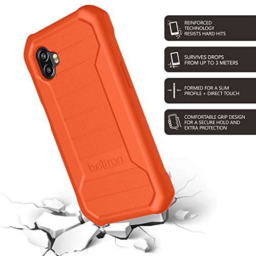 BELTRON حافظة BELTRON Galaxy XCover6 Pro 5G الثقيلة، حافظة درع بقوة صناعية مع تقنية معززة لهاتف Samsung Galaxy XCover 6 Pro 2022 SM-G736 (AT&T FirstNet Verizon) - برتقالي أمان - Image 4