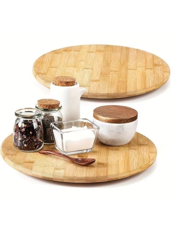 BARIQ.HOMES 360 Degree Lazy Susan Rotating Bamboo Turntable Organizer Tray - Image 2