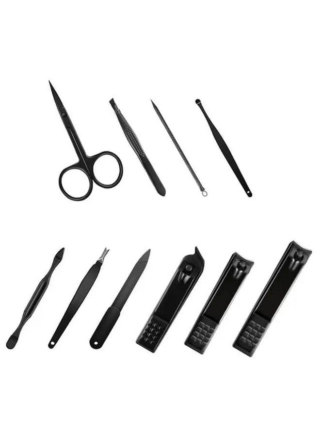La belleza Premium Manicure Pedicure Tool Set Professional Nail Kit With 10 Pcs Stainless Steel Grooming Kit Tools At-Home Portable Women Travel Kit Nail Cutter Acne Remover Needle, Blackhead Tool - Image 1