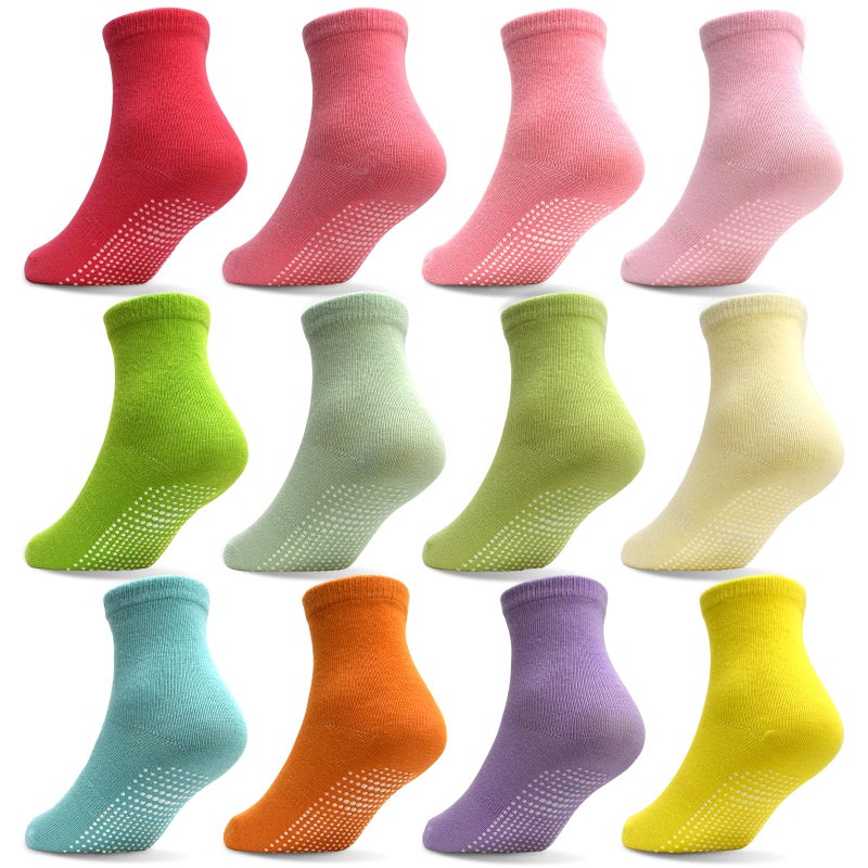 Tphon Toddler Girls Non-Slip Socks Anti Skid Socks with Grippers for Boys Girls 12 Pairs for 1-3 Years Kids Children - Image 1