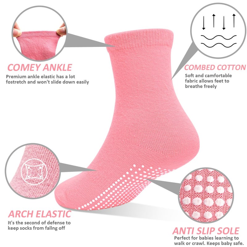 Tphon Toddler Girls Non-Slip Socks Anti Skid Socks with Grippers for Boys Girls 12 Pairs for 1-3 Years Kids Children - Image 2