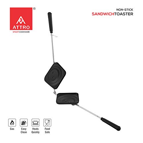 Attro Non-Stick Sandwich Gas Toaster Regular (Black) - Image 2