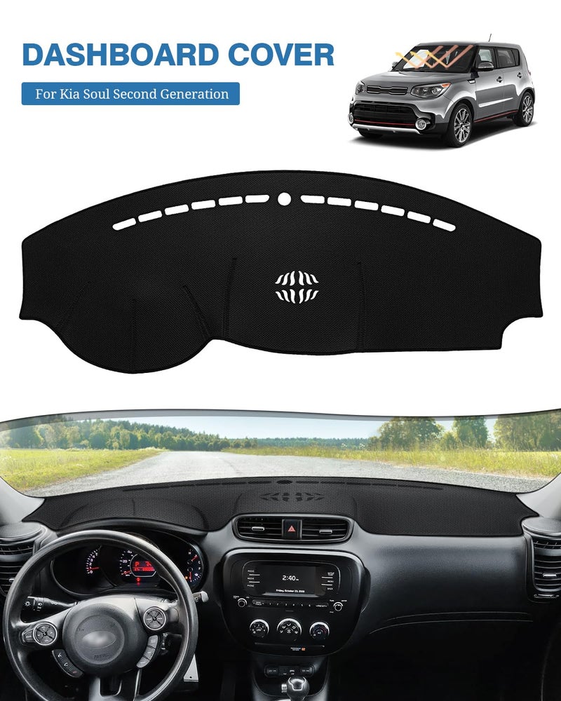 FIILINES Custom Fit for Dash Cover 2014-2019 Kia Soul Dashboard Mat Cover Sunshade Nonslip Mesh Protector No Glare - Image 2