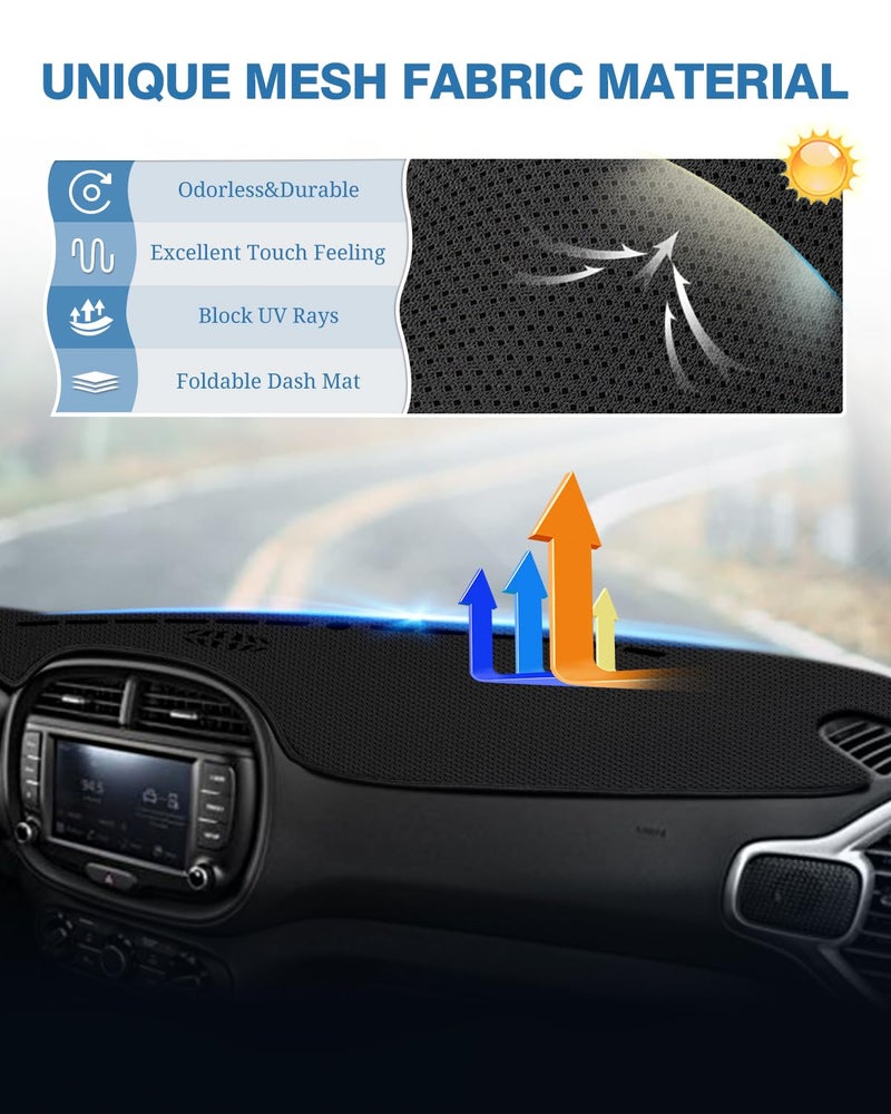 FIILINES Custom Fit for Dash Cover 2014-2019 Kia Soul Dashboard Mat Cover Sunshade Nonslip Mesh Protector No Glare - Image 5