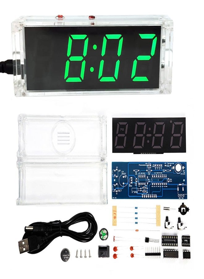 Gikfun 4-Digit LED Electronic Alarm Clock DIY Kits with Acrylic Shell Soldering Practice Learning Project EK1985-US - Image 1