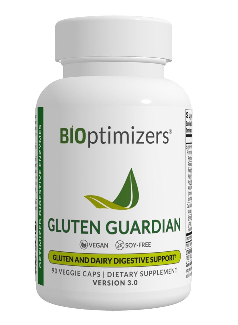 BiOptimizers Gluten Guardian 3.0 - Enzyme Supplement with DPP-IV to Support Gluten Digestion – May Help Prevent Bloating, Gas, and Indigestion, 90 Capsules - Image 1