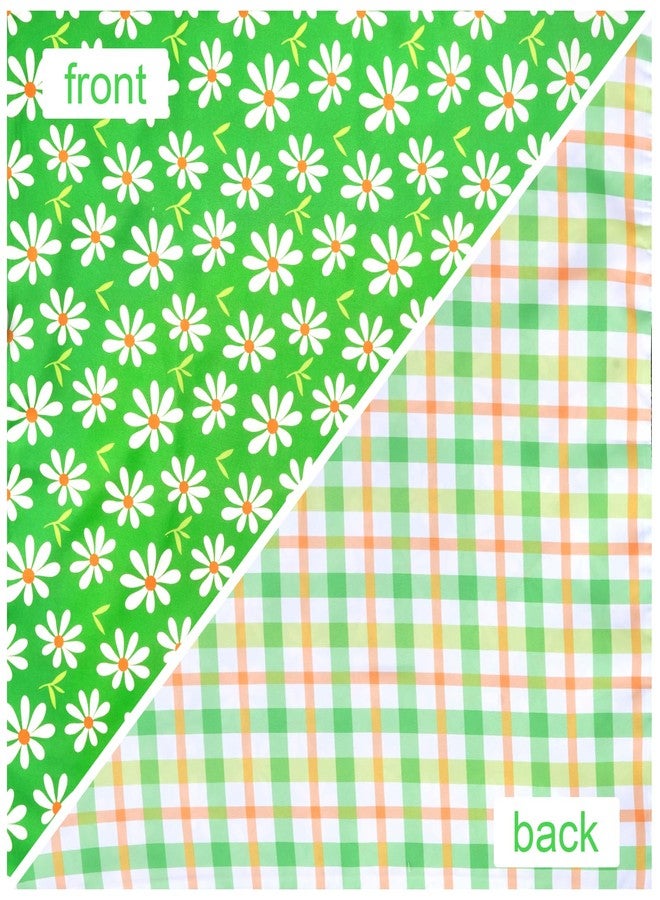 Sucrain 2PCS Spring Dog Bandana, Double-Sided Printing Yellow Green Daisy Plaid Adjustable Triangle Holiday Scarf Reversible Handkerchief Puppy Dog Cat Pet (Yellow, Large) - Image 3