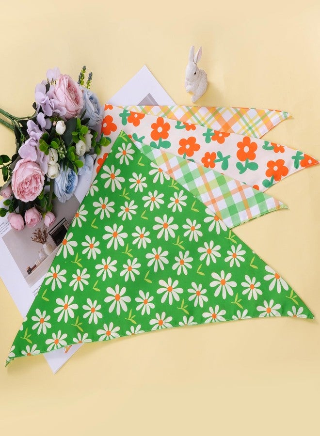 Sucrain 2PCS Spring Dog Bandana, Double-Sided Printing Yellow Green Daisy Plaid Adjustable Triangle Holiday Scarf Reversible Handkerchief Puppy Dog Cat Pet (Yellow, Large) - Image 5