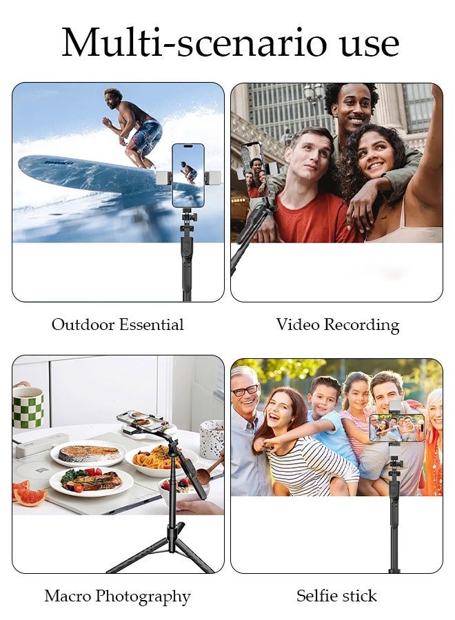 DUNISO Selfie Stick,Extendable Double phone clip Cell Phone Tripod ,Rotate Phone Tripod with Bluetooth Remote Shutter and Fill Lights,Group Selfies/Live Streaming/Video Recording Compatible with All Phones - Image 3