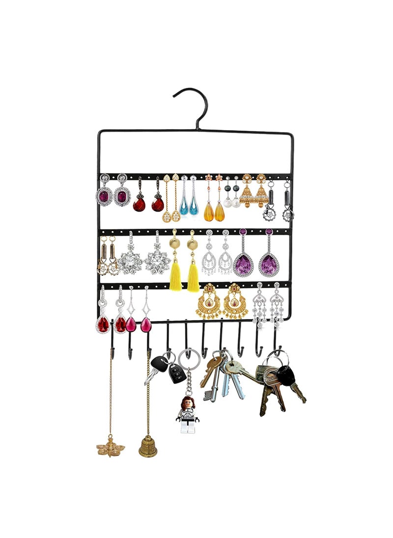ROLLYWARE ROLLYWARE Lightweight Wall Mounted Earrings OrganizerHANGER for Tangle Free Hanging for Women 70 Holes 11 Hooks Made of Sturdy Metal Suitable to Organize Necklace Bracelets  - Image 1
