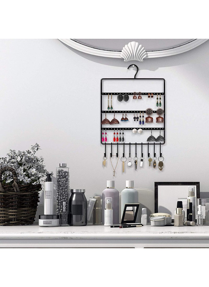 ROLLYWARE ROLLYWARE Lightweight Wall Mounted Earrings OrganizerHANGER for Tangle Free Hanging for Women 70 Holes 11 Hooks Made of Sturdy Metal Suitable to Organize Necklace Bracelets  - Image 4