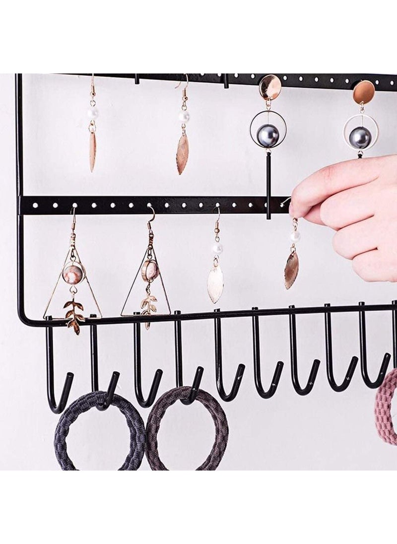 ROLLYWARE ROLLYWARE Lightweight Wall Mounted Earrings OrganizerHANGER for Tangle Free Hanging for Women 70 Holes 11 Hooks Made of Sturdy Metal Suitable to Organize Necklace Bracelets  - Image 3