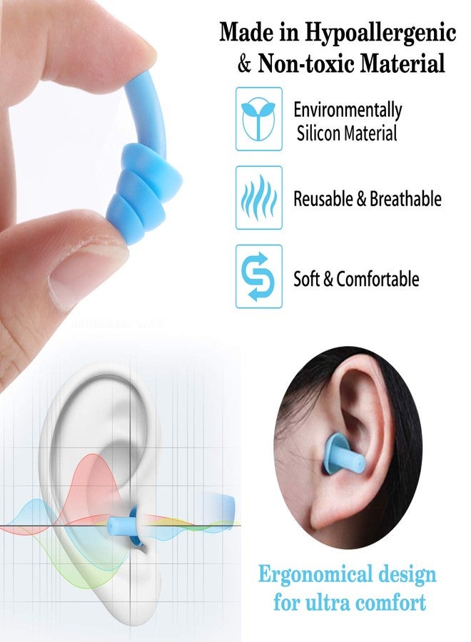 Vickay Noise Reduction Sponge Silicone Ear Plugs for Hearing Protection, Sleeping, Working, Shooting, Travel, Soft Waterproof Earplugs 2 Pairs (Dark Blue+Green) - Image 3