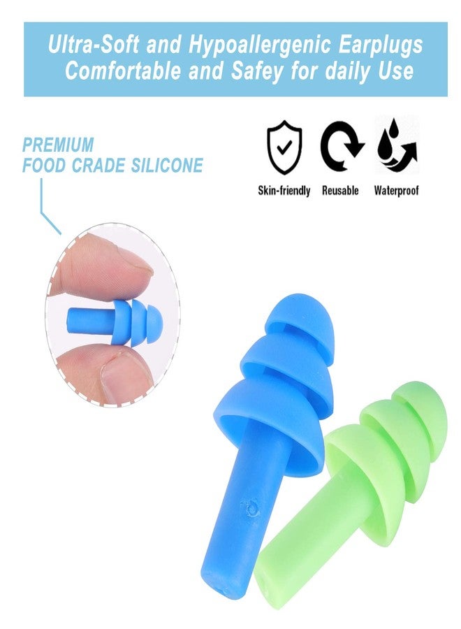 Vickay Noise Reduction Sponge Silicone Ear Plugs for Hearing Protection, Sleeping, Working, Shooting, Travel, Soft Waterproof Earplugs 2 Pairs (Dark Blue+Green) - Image 2