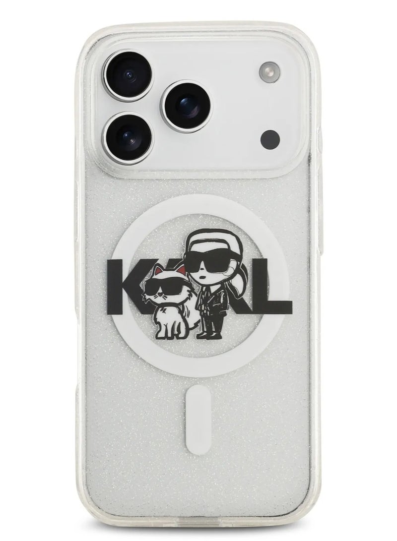 Karl Lagerfeld iPhone 17 Pro MagSafe Case IML Glitter with Karl & Choupette / Easy Snap On / Drop Protection / Slim Profile / Lightweight Back Cover -Transparent - Image 2