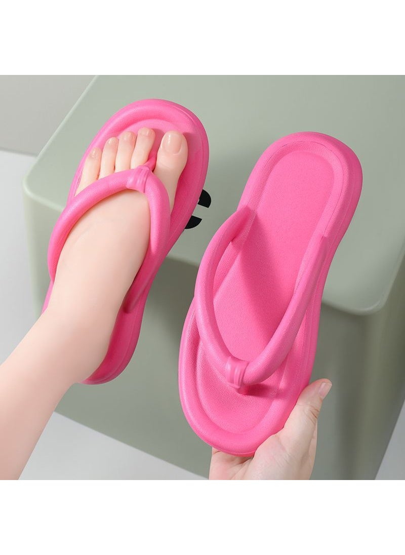 Generic - 2023 Summer EVA Slide Sandals Trendy Flat Flips-Flops for Women M12 flip-flops Rose Red - Image 1
