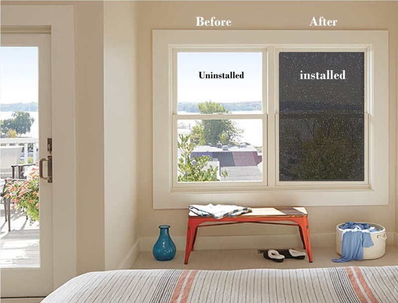 SIA VENDORS Sparkle Ligh Black Frosted Static Cling Window Film Privacy UV and Heat Control Film Room Window Tint Black for Home II Bathroom II Office (Black, 24 X 24 INCHES) - Image 2