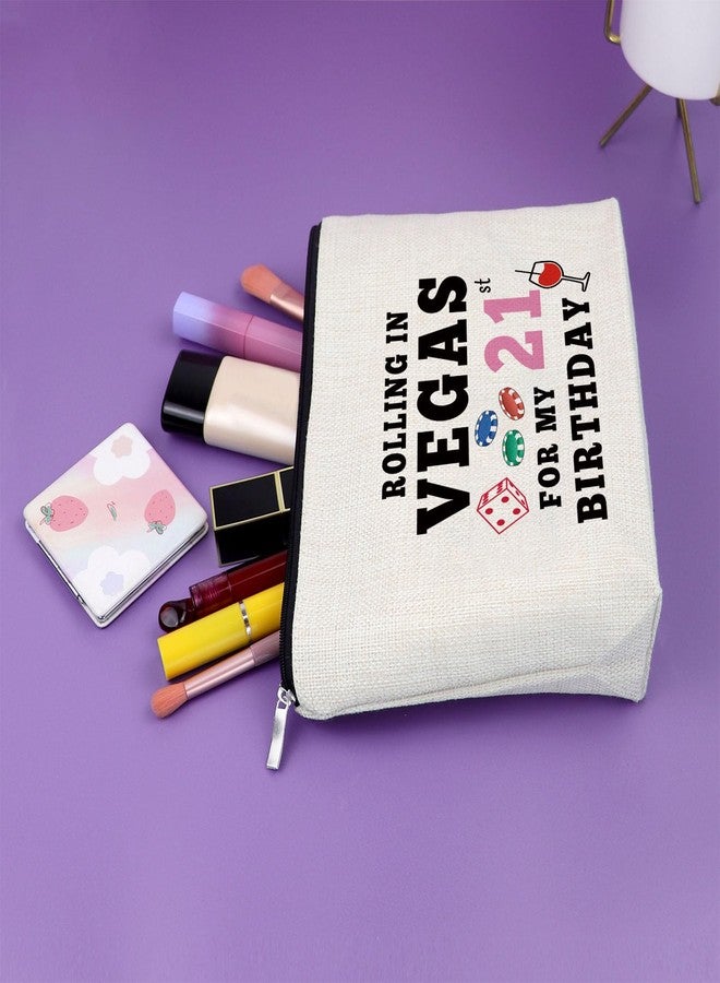 Sazuwu 21st Birthday Gifts Makeup Bag Las Vegas 21st Birthday Decorations Gifts 21 Year Old Birthday Gifts for Her Daughter Sister Vegas Trip Vacation Gifts Cosmetic Bag Twenty First Birthday Presents - Image 5